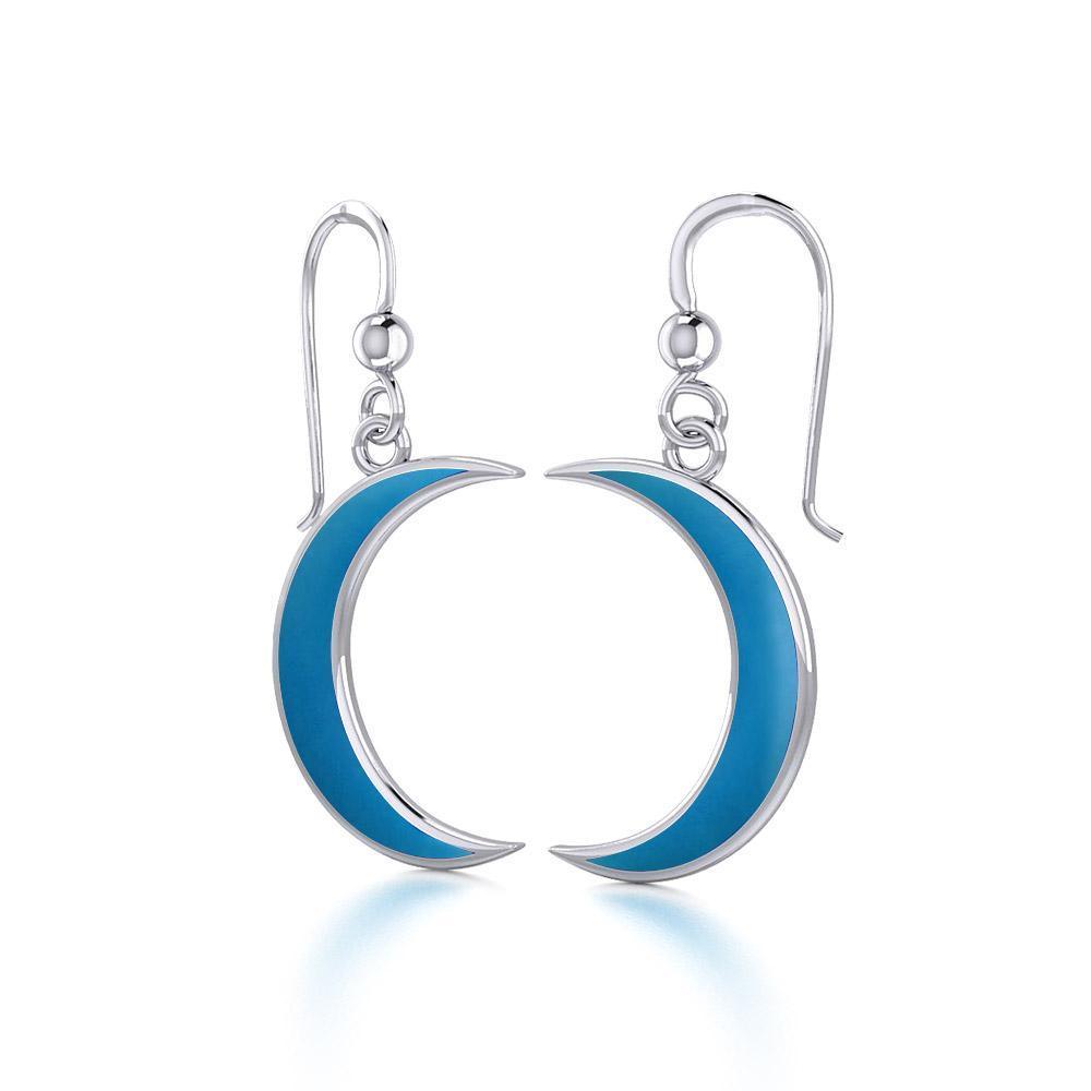 Wish Upon the Enchanting Silver Crescent Moon with Inlaid Earrings TER1743 - Peter Stone Wholesale