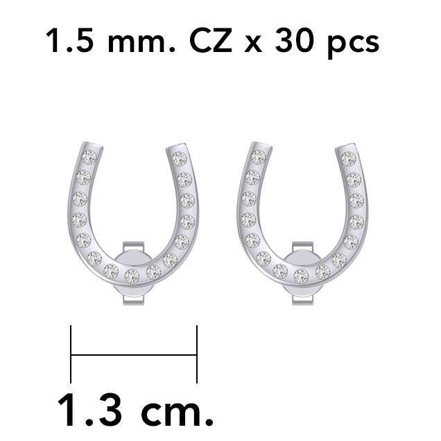 Horseshoe with Gems Silver Post Earrings TER1967 - peterstone.dropshipping