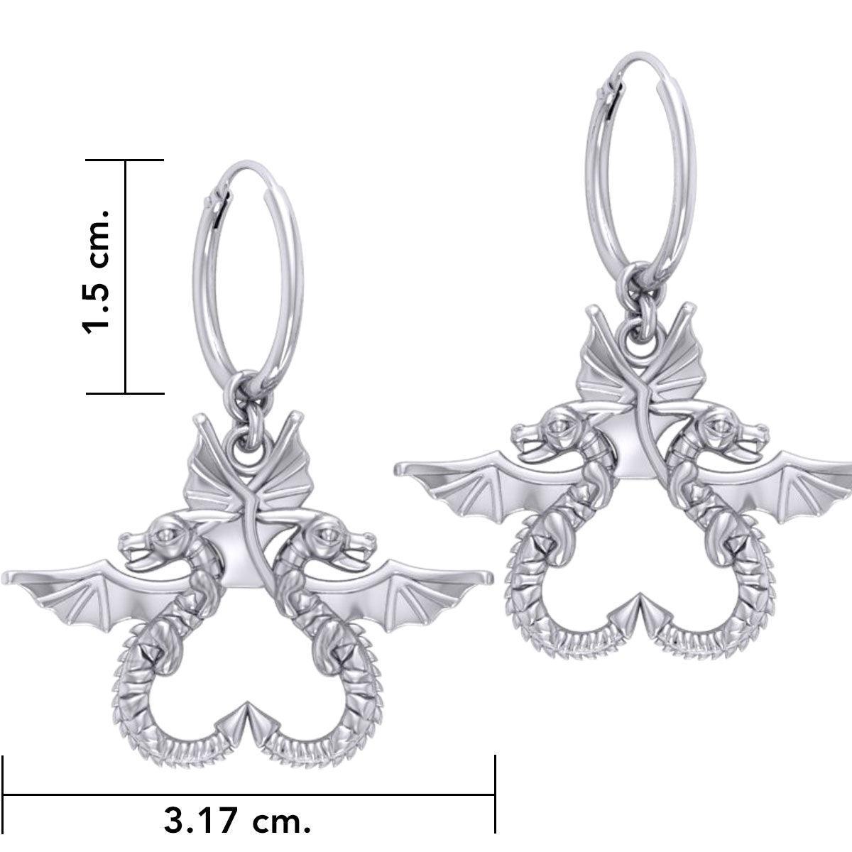 Dragon’s power of two ~ Sterling Silver Jewelry Hoop Earrings TER2097 - peterstone.dropshipping