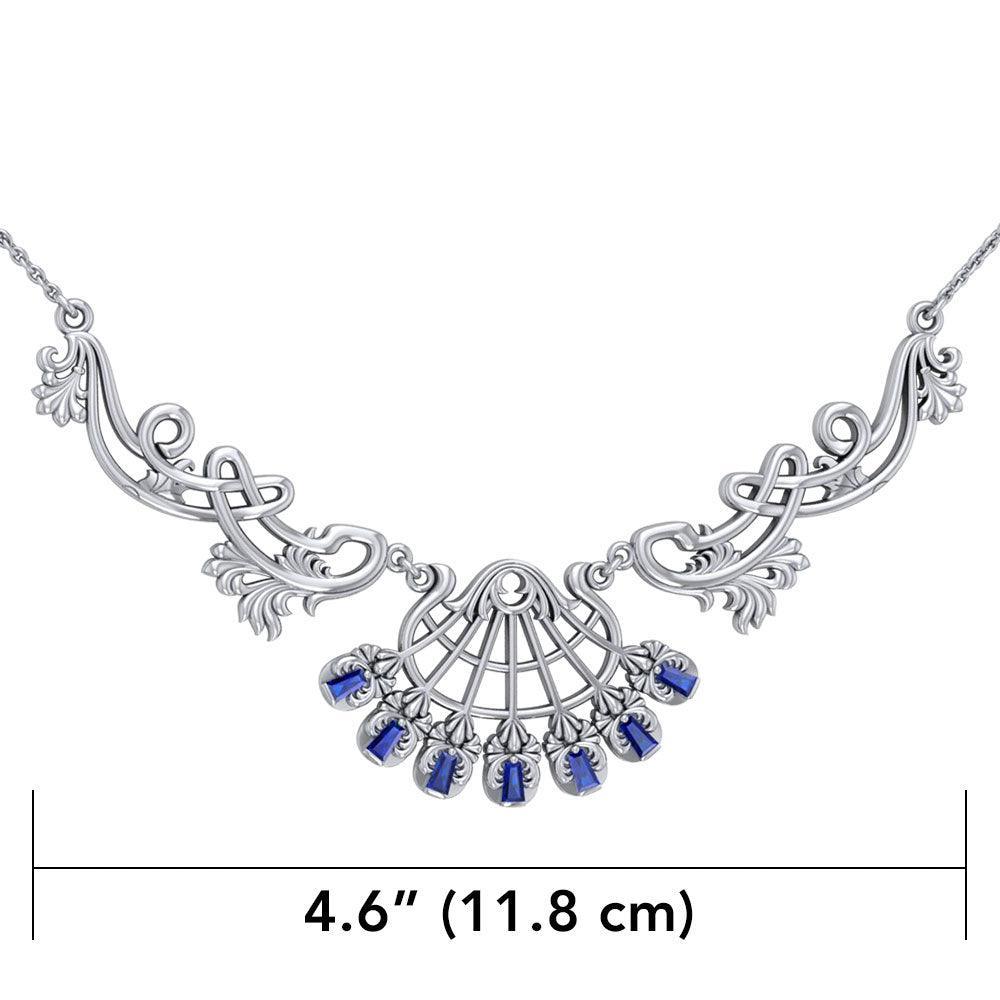 The Elegant Filigree Flower Silver necklace with Gemstone TN046 - peterstone.dropshipping