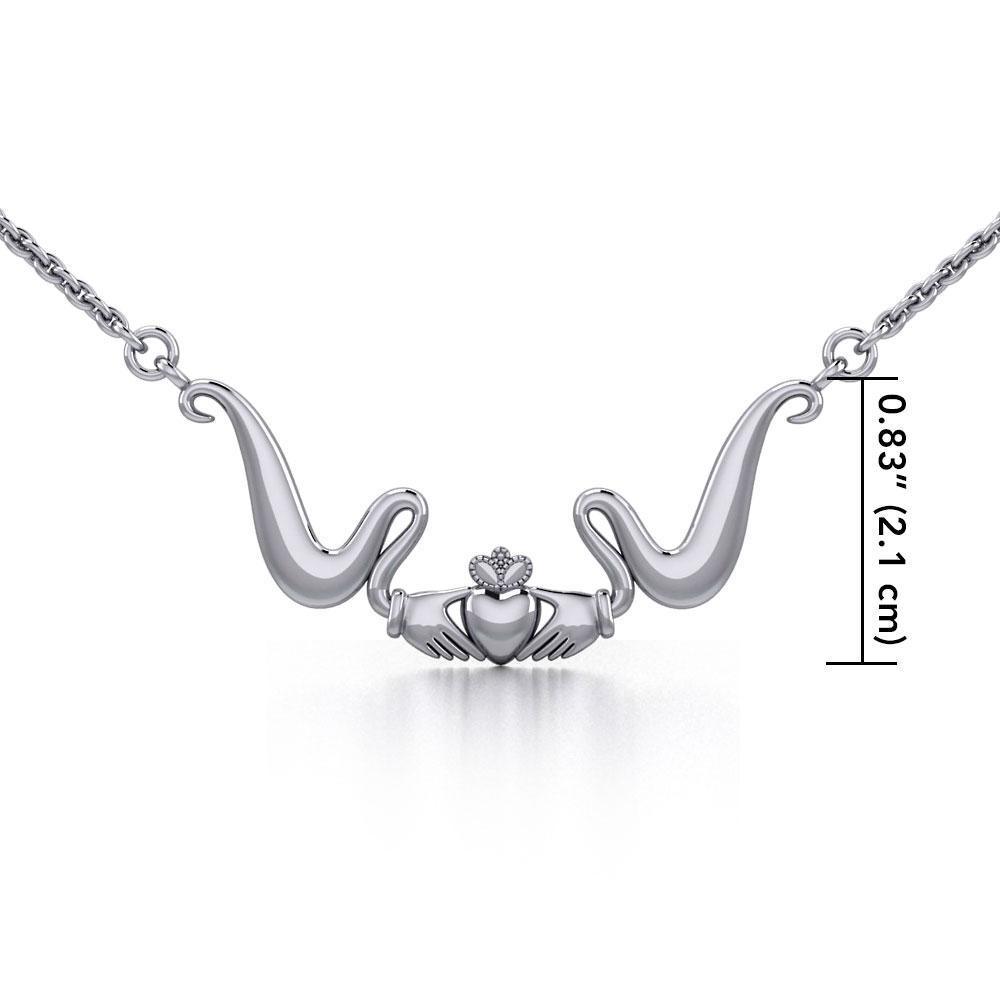 Modern Claddagh Silver Necklace TN057 Necklace