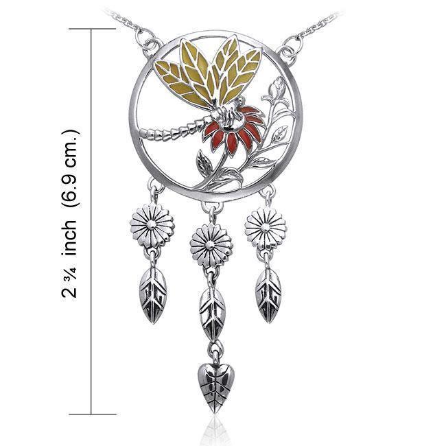 Silver Dragonfly Necklace with Colored Enamel TNC050 Necklace