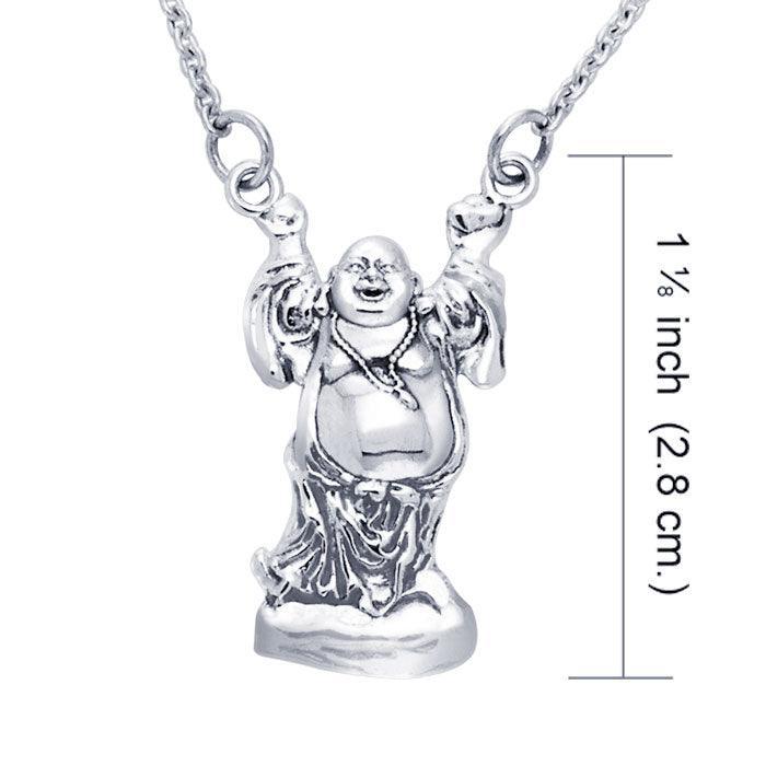 Happy Buddha Hotei Silver Necklace TNC090 - peterstone.dropshipping