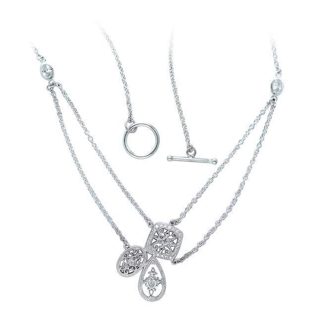Abstract Elegance Antique Silver Necklace with Gems TNC314 Necklace