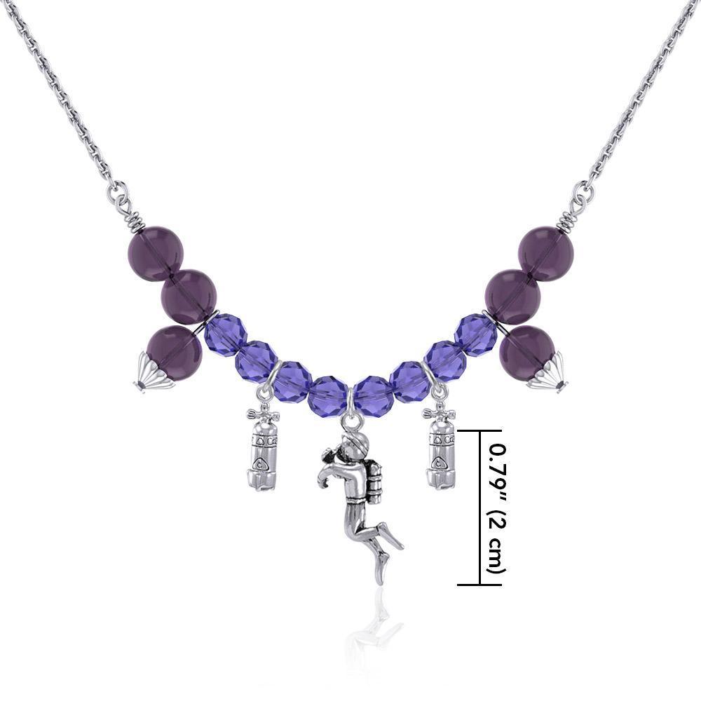 Silver Diver and Dive Tanks Bead Necklace TNC476 - Peter Stone Wholesale