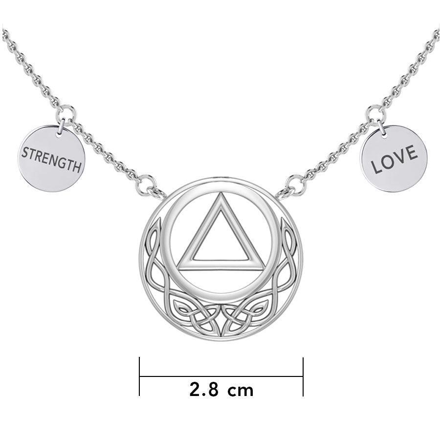 Love and Strength AA Recovery with Celtic Silver Necklace TNC552 - peterstone.dropshipping