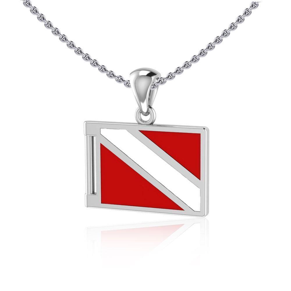 Dive safely ~ Sterling Silver Jewelry Dive Flag Pendant Jewelry TP2705 Pendant