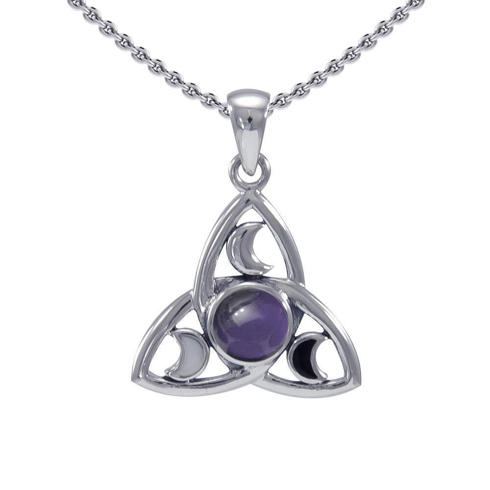 Celestial Triquetra Silver Pendant with Gem TP3270 Pendant