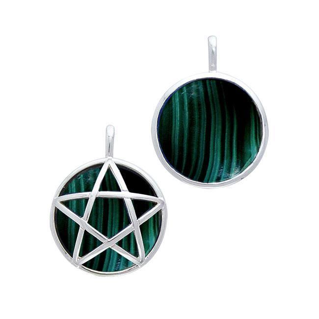 Dimensional Magick ~ Sterling Silver Pentacle and Inlaid Stone Pendant TP3379 Pendant