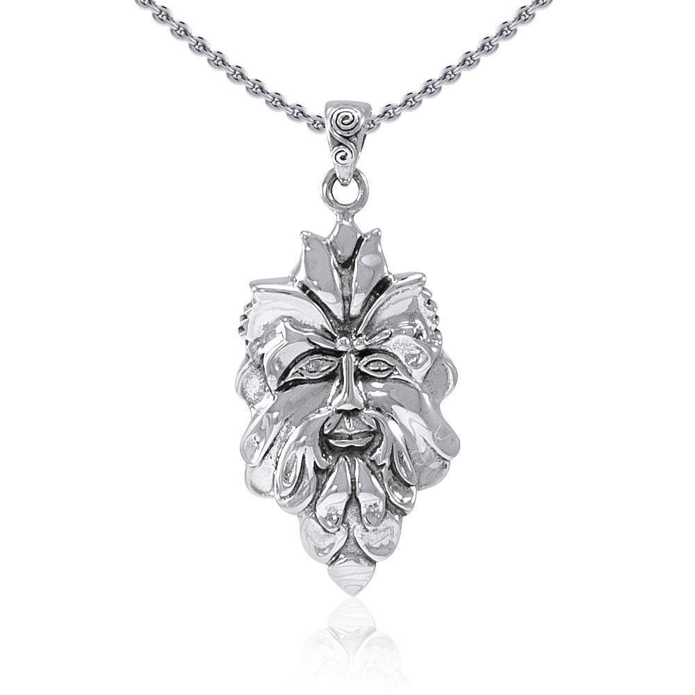 Mischievous Green Man ~ Sterling Silver Pendant Jewelry TP710 Pendant