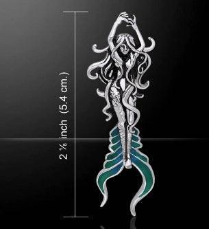 Atlantis Mermaid Silver with Blue Enamel Pendant TPD278 - peterstone.dropshipping