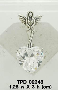 Elegance of the Earth Angel ~ Sterling Silver Jewelry Pendant with Heart-shaped Gemstones TPD2348 - peterstone.dropshipping