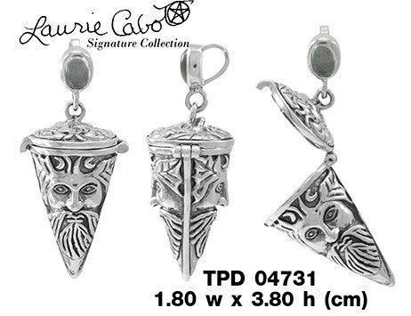 Green Man Pendulum Spell Sterling Silver Pendant TPD4731-White Quartz - peterstone.dropshipping