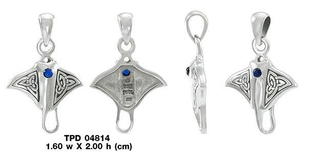 Small Celtic Manta Ray Sterling Silver Pendant TPD4814 - peterstone.dropshipping
