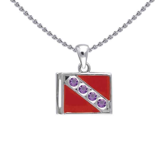 Dive Flag TPD057-White Cubic Zirconium Dive Flag