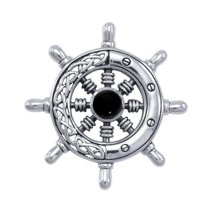Wherever the Celtic ship wheel goes ~ Sterling Silver Small Pendant with Gemstone TPD1028 - peterstone.dropshipping