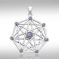 Protective Septacle Silver Pendant with Gemstones by Oberon Zell TPD1076 Pendant