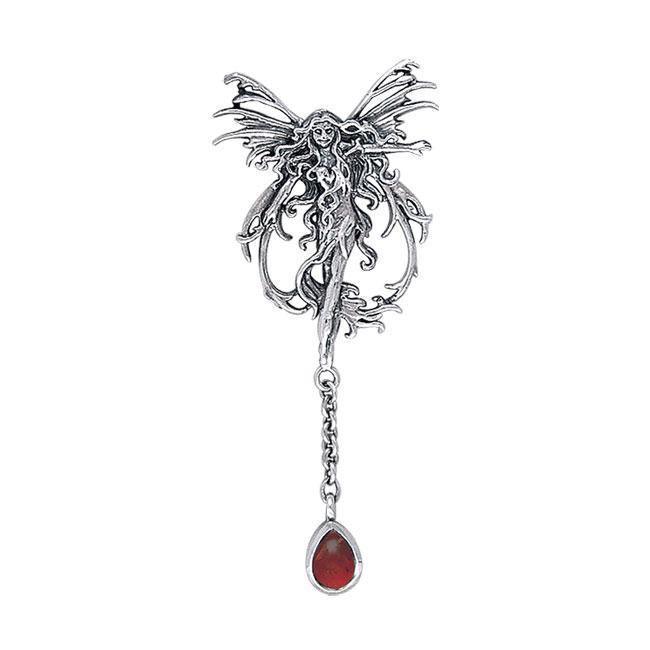 Fire Element Fairy Silver Pendant with Dangling Gem by Amy Brown TPD189 Pendant