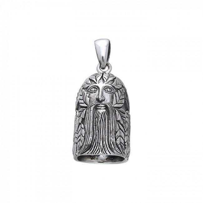Green Man Sterling Silver Bell Pendant TPD259