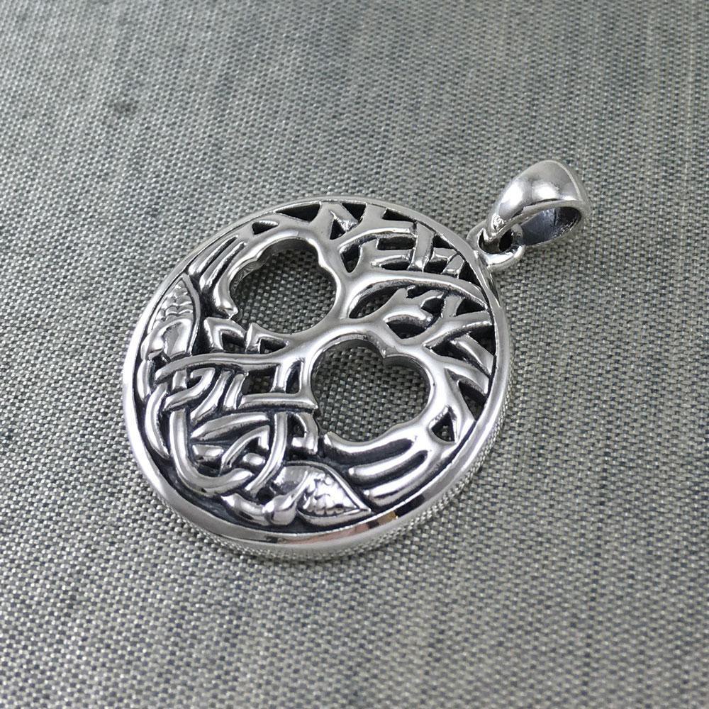 Interwoven with Birds in the Celtic Tree of Life ~ Sterling Silver Jewelry Pendant TPD3019 - Wholesale Jewelry