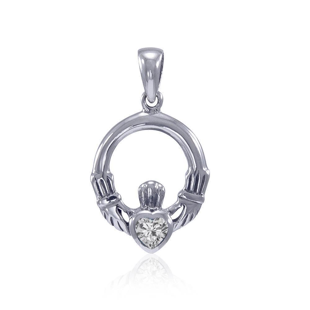 Celtic Claddagh Birthstone Sterling Silver Pendant TPD3097 Pendant