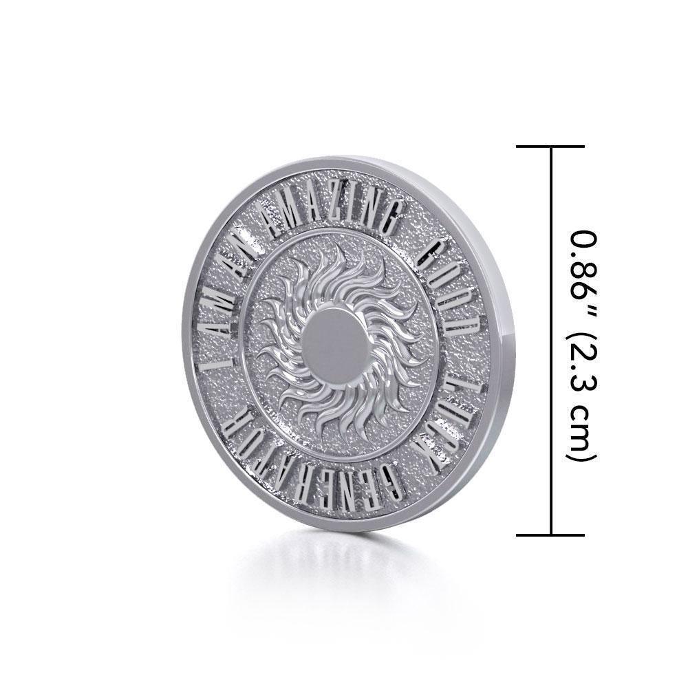Wonderful I am an Amazing Good Luck Generator Silver Small Empower Coin TPD3729 Pendant