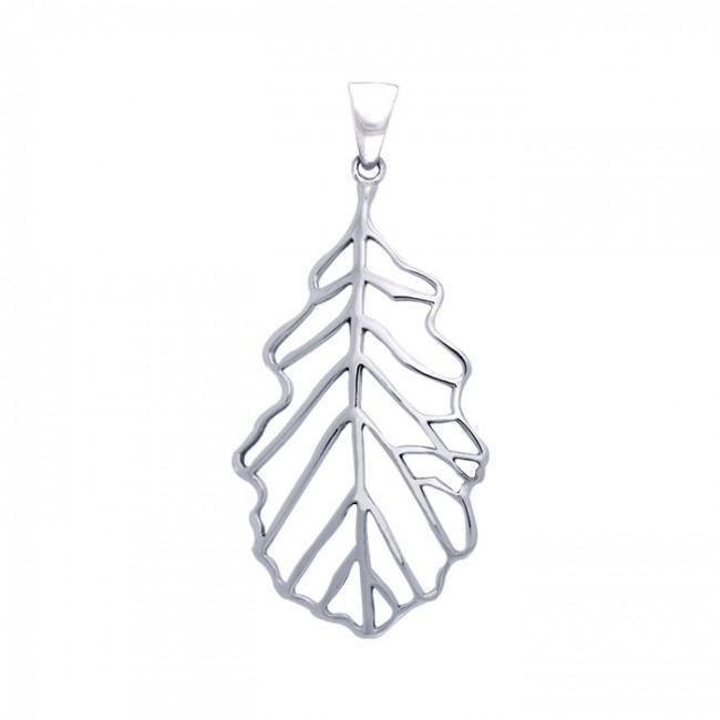 Oak Leaf Outline Silver Pendant TPD4096
