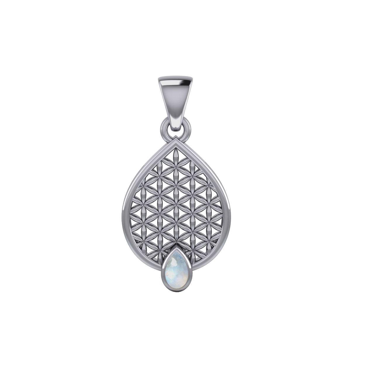 Flower of Life Mandala Silver Pendant with Gemstone TPD5051 - peterstone.dropshipping