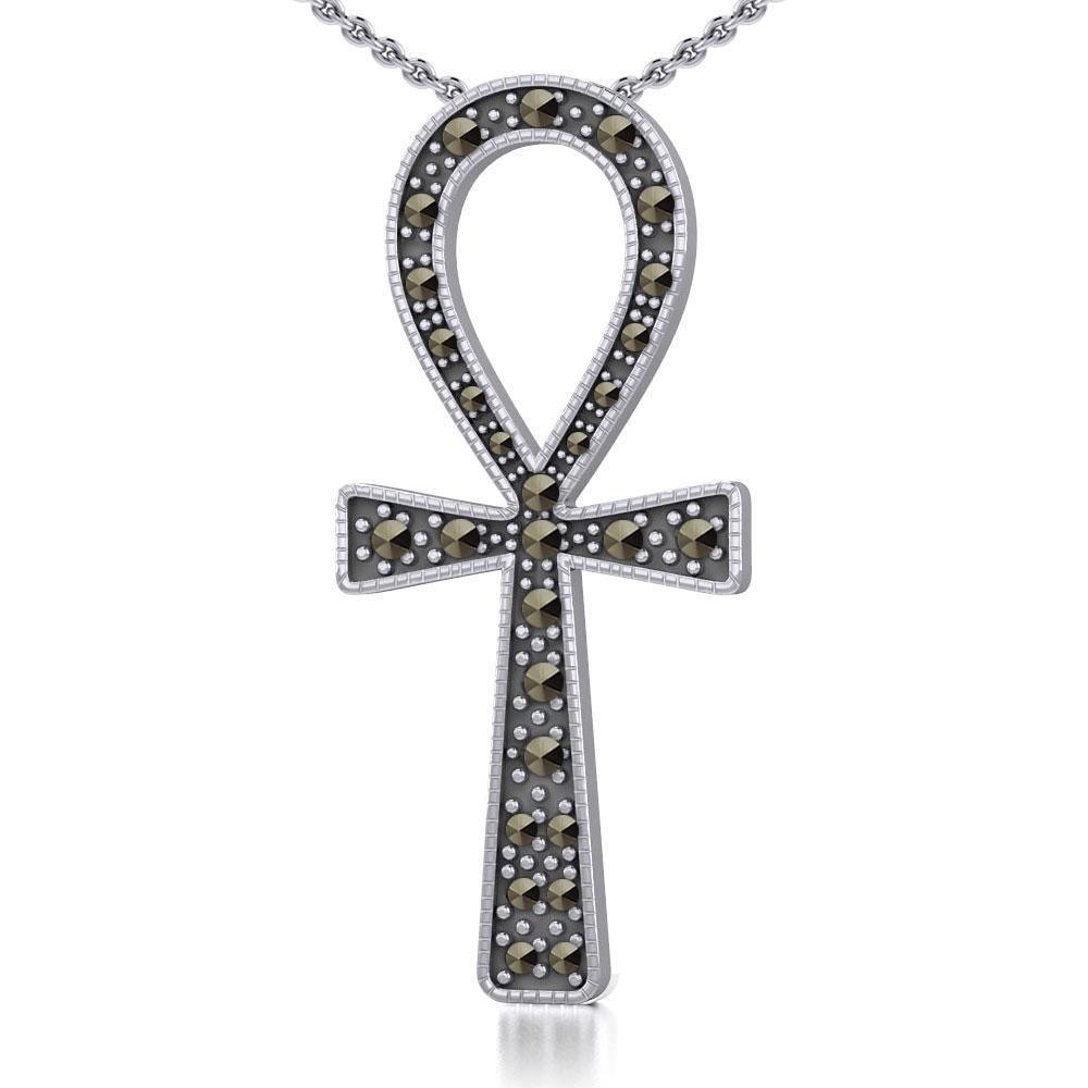 Sterling Silver Ankh Pendant with Marcasite TPD5317 Pendant