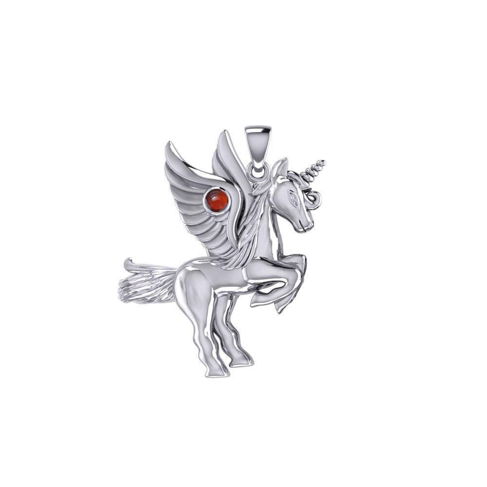 Mythical Unicorn Silver Pendant with Gemstone TPD5401 Pendant