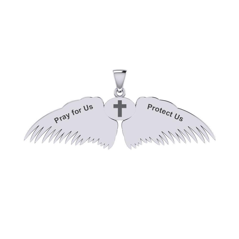 Guardian Angel Wings Silver Pendant with Libra Zodiac Sign TPD5521 Pendant