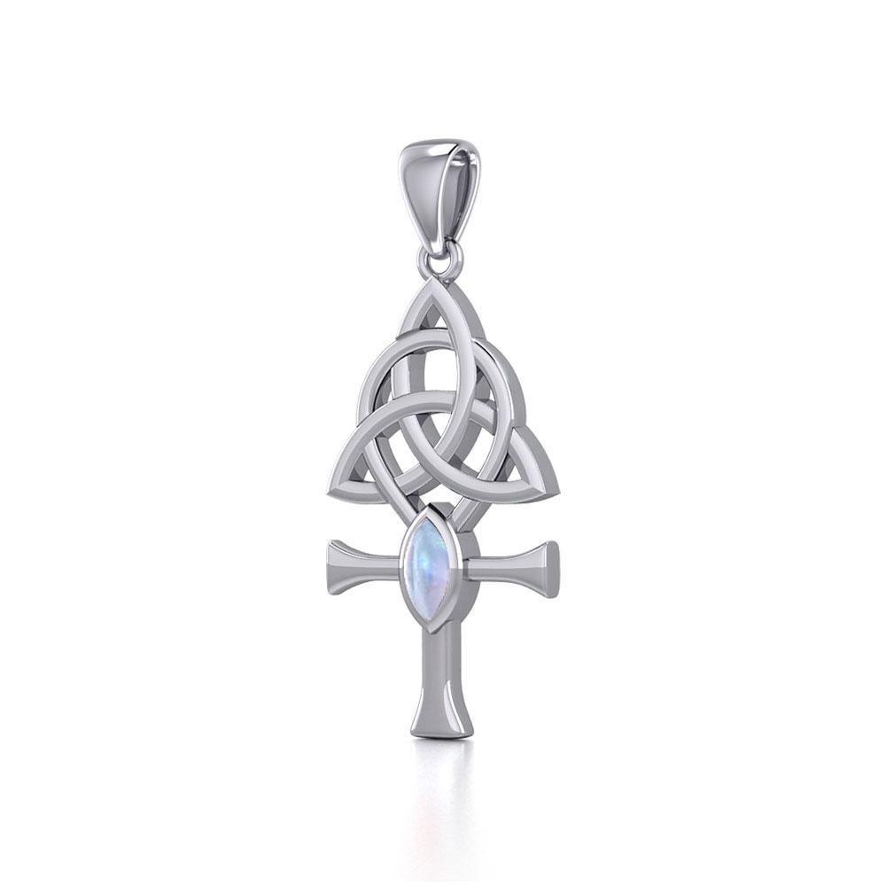 Triquetra Ankh Silver Pendant with Gemstone TPD5660 Pendant