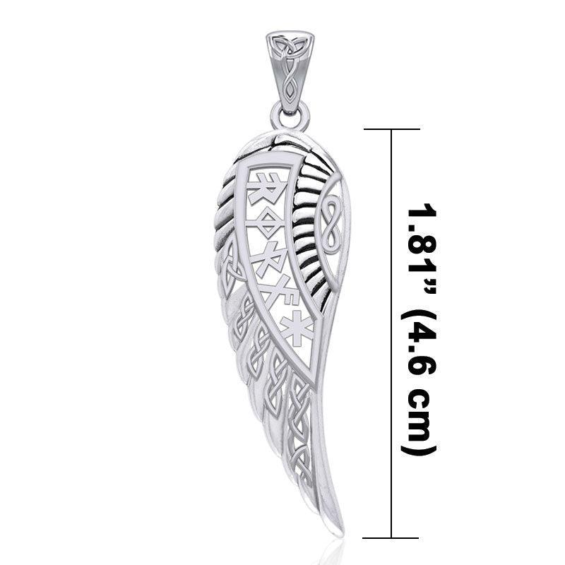 Celtic Angel Wing with Rune Symbols silver Pendant TPD5736 - peterstone.dropshipping