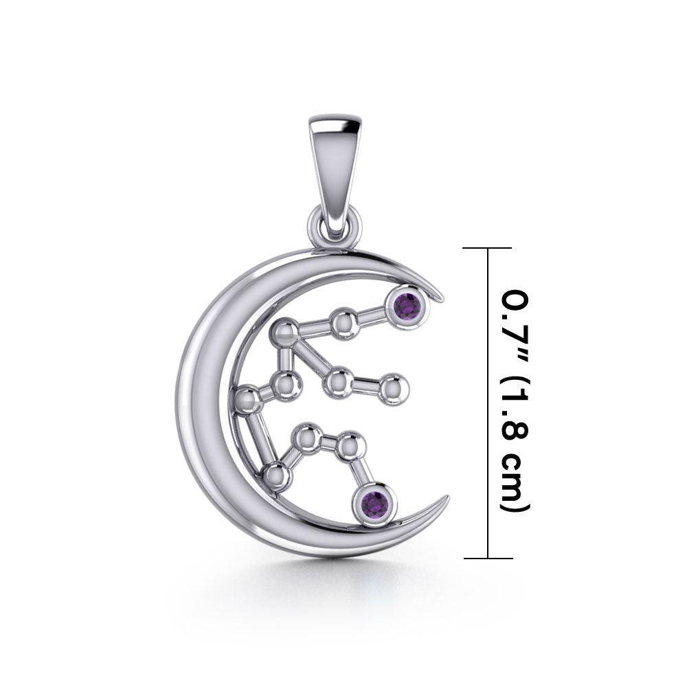 Crescent Moon and Aquarius Astrology Constellation Silver Pendant TPD5764 - peterstone.dropshipping