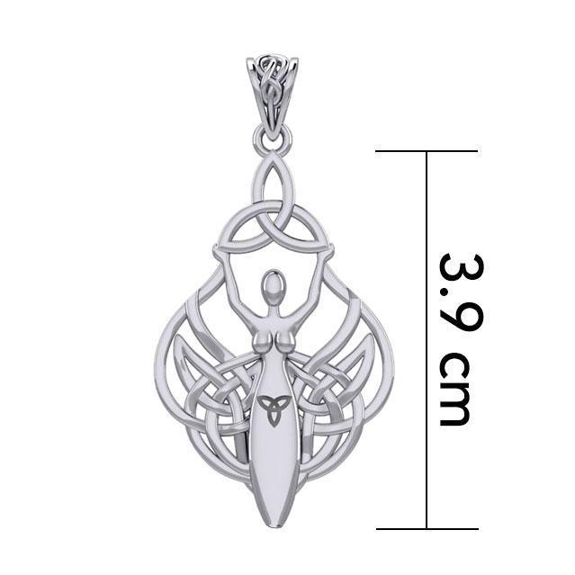 Celtic Goddess Holding Trinity Knot Silver Pendant TPD5847 - peterstone.dropshipping