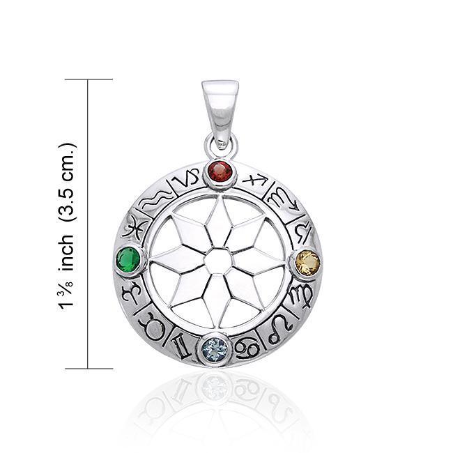 Zodiac Signs Silver Pendant with Mix Gems TPD827 Pendant