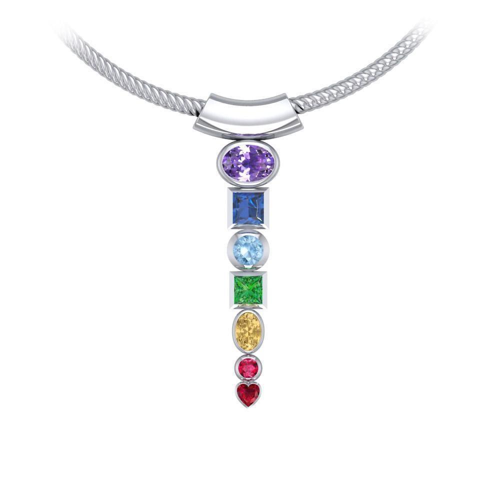 A vital healing ~ Sterling Silver Chakra Pendant with Gemstones TPD857 Pendant