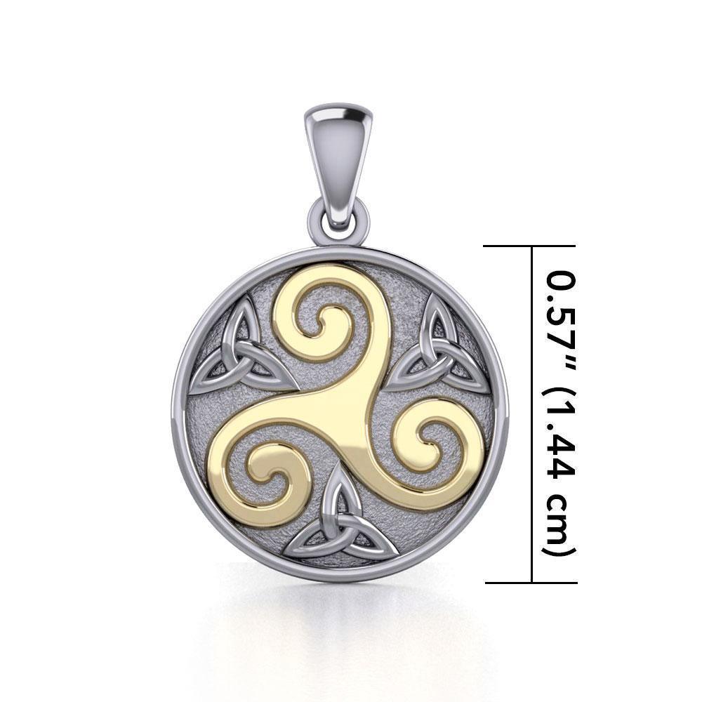 Celtic Triple Spiral Trinity/Triquetra Silver and Gold Pendant TPV345 Pendant