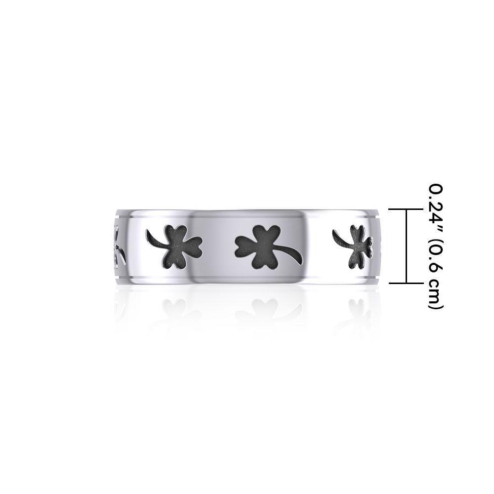 Celtic Shamrock Silver Band Ring TR1442 Ring