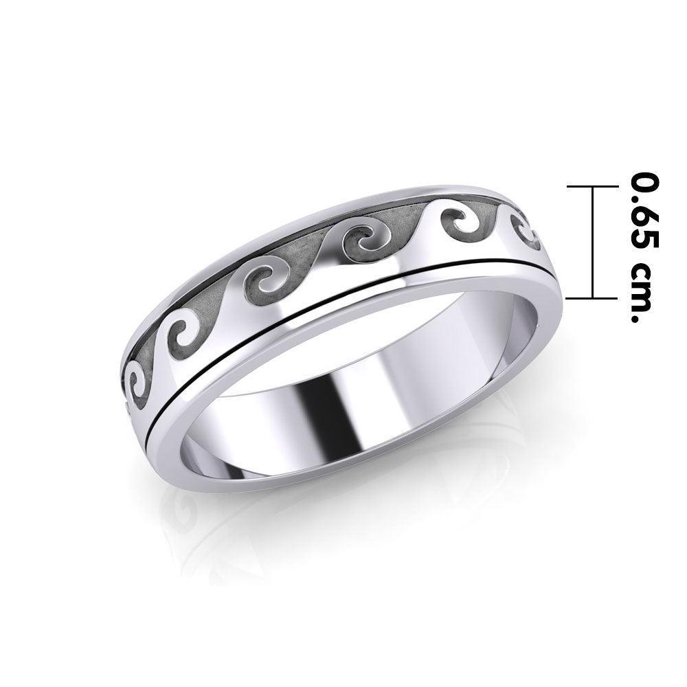 Wave Curl Silver Spinner Ring TR1674 - peterstone.dropshipping