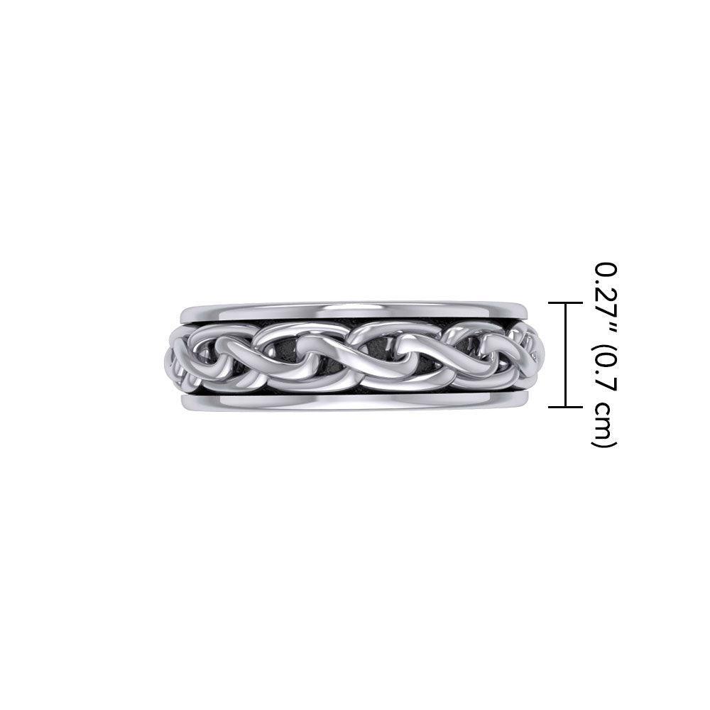 The weave of endless journey ~ Celtic Knotwork Sterling Silver Spinner Ring TR1693 - peterstone.dropshipping