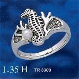 Seahorse Silver Ring with Synthetic Pearl TR3309 - peterstone.dropshipping