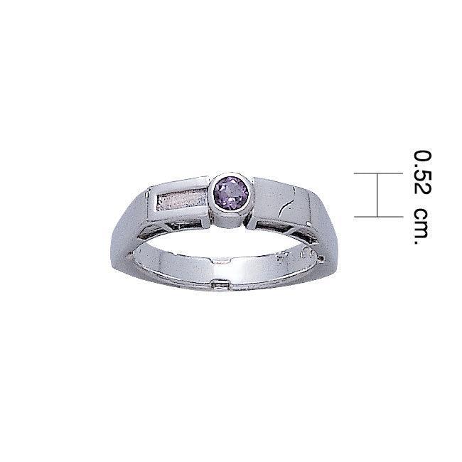 Modern Band Ring with Round Gemstone TR3389 Ring
