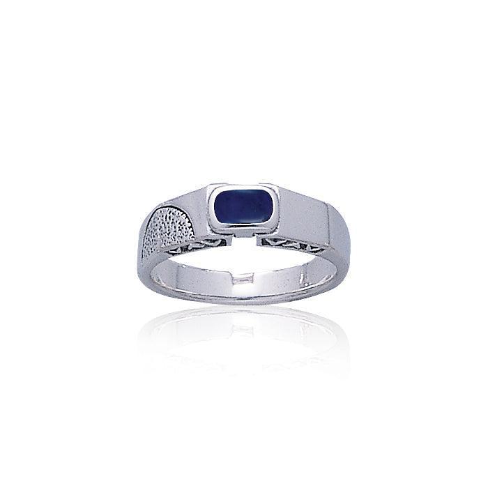 Modern Band Ring with Rectangle Gemstone TR3442 Ring