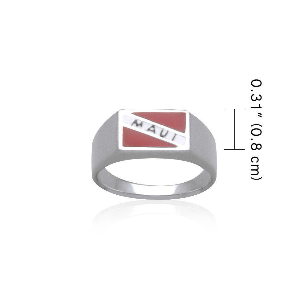 Maui Island Dive Flag and Dive Equipment Silver Large Ring TR3575 - peterstone.dropshipping