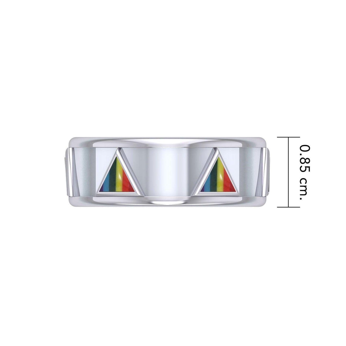Triangles Silver Spinner Ring with Inlay TR3744 - peterstone.dropshipping