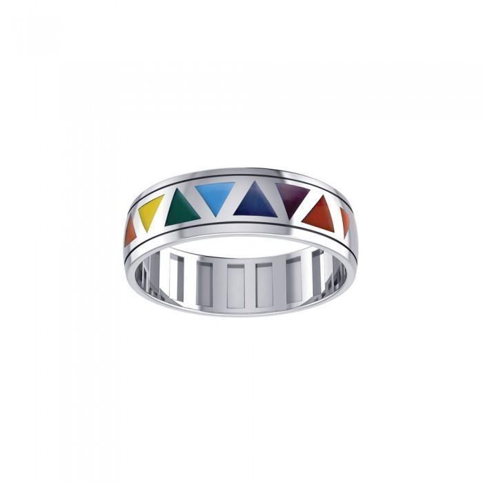 Rainbow Triangles Spinner Ring TR3750