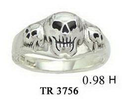 Triple Skull Silver Ring TR3756 - peterstone.dropshipping