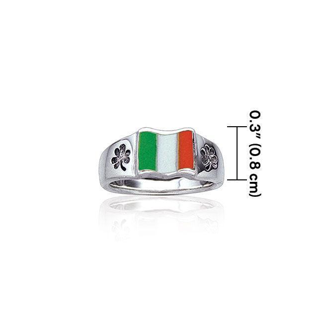 Irish Flag Celtic Shamrock Silver Ring TR3774 Ring