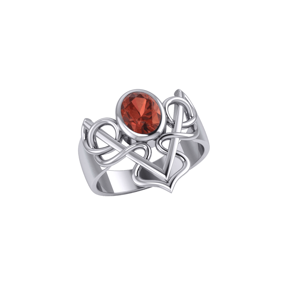 Filigree Twist Silver Ring with Gemstone TR773 Ring